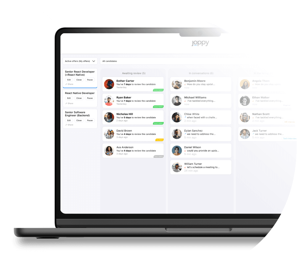 Screenshot of Joppy's platform in laptop