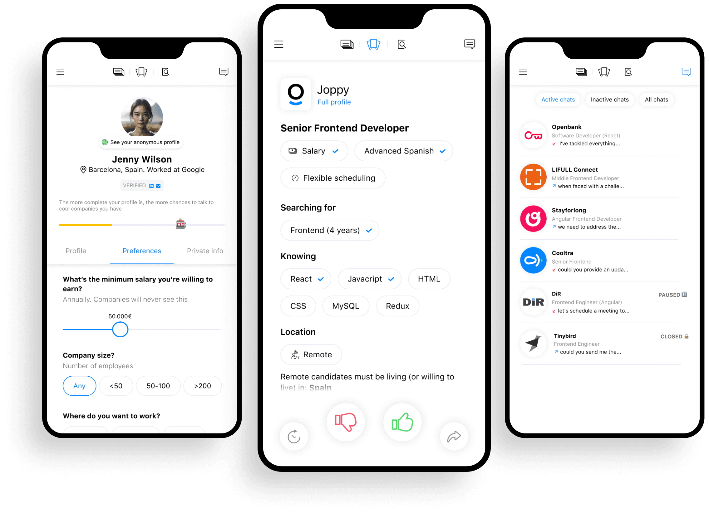 Screenshot of Joppy's platform in smartphones