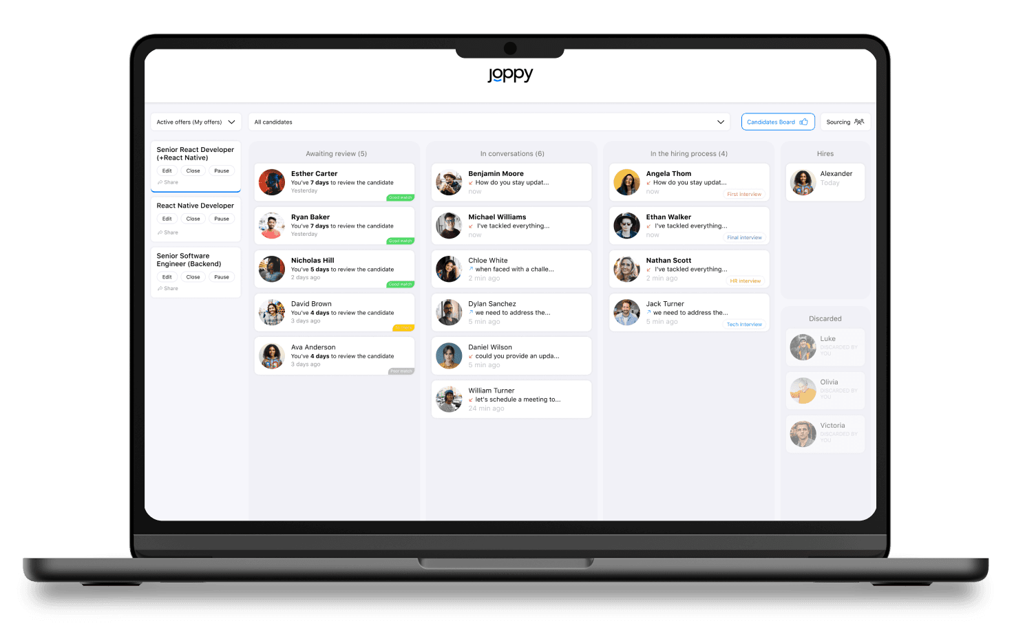 Screenshot of Joppy's platform in laptop