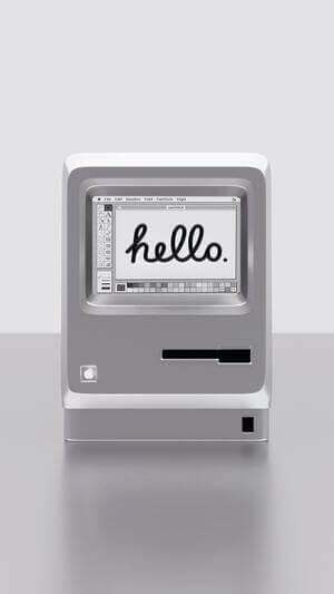 Classic computer that says hellow