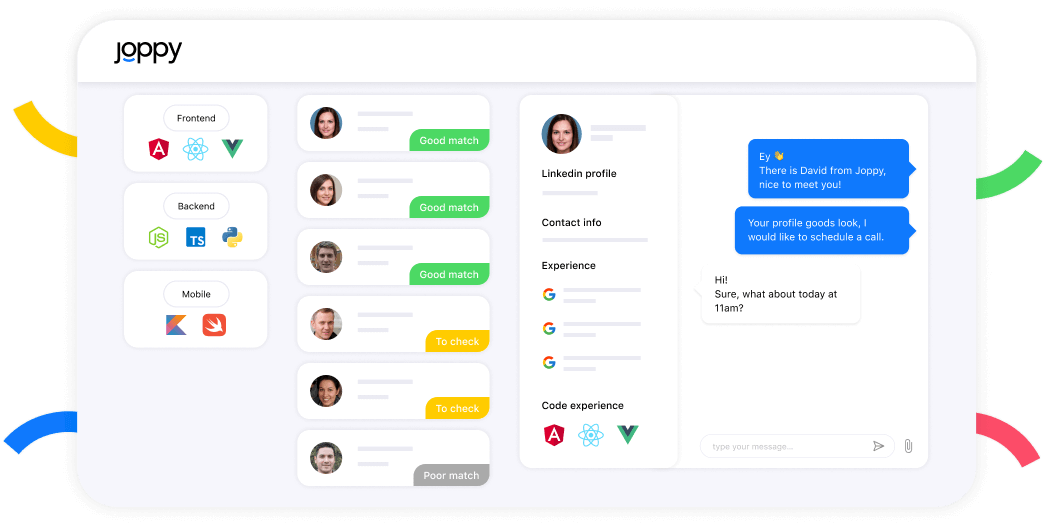 Dashboard of Joppy for employers