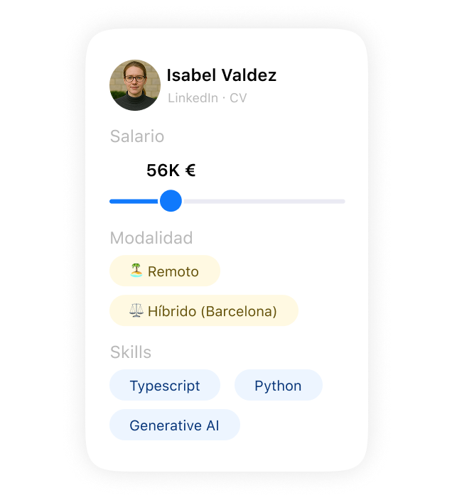 Profile configuration screen on the platform